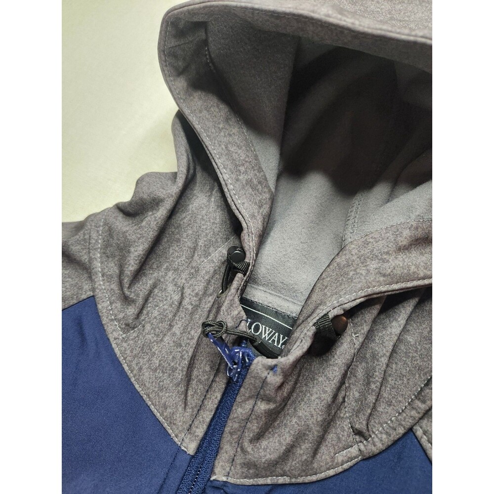 Holloway Women's L Hooded Zip Colorblock Jacket Blue Gray Embroidered Navy #032